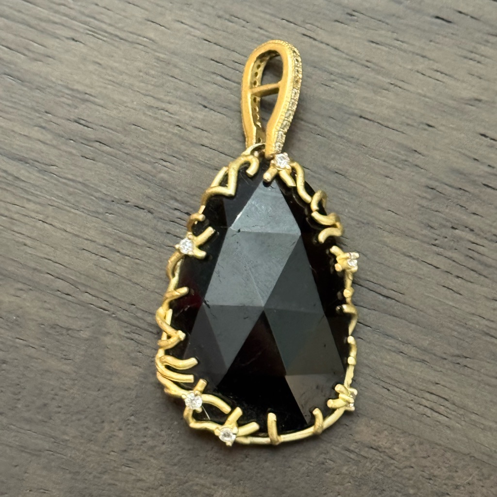 Vintage Kendra Scott Payton Luxe Nest Black And Gold Pendant *No Chain*
